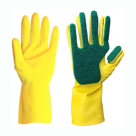 Popular Life Kleen Mitt Glove, Medium Grade Scouring Pad, Green, Right Hand PL-MS-KMGG-7-RHGL